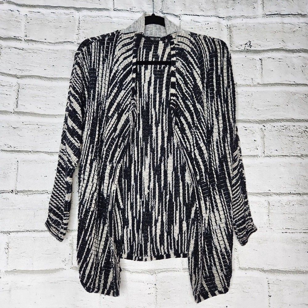 Nic+Zoe Blue Gray Open Front Knit Cardigan Sweater Women PP Size 2P Cotton Rayon